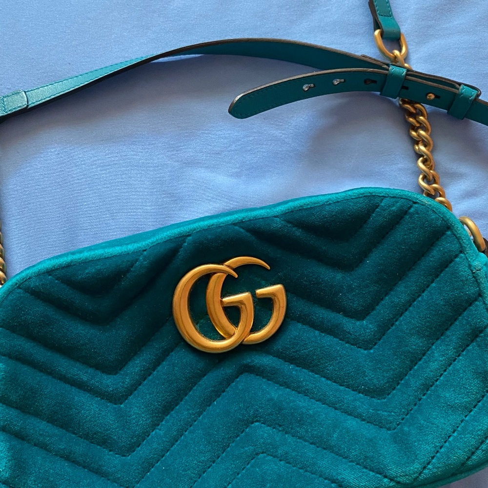 Authentic GG Marmont Shoulder Bag Matelasse Velvet Small